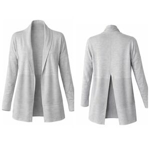 Lululemon Open Front Split Back Cardigan Merino Wool Ribbed Knit Size L